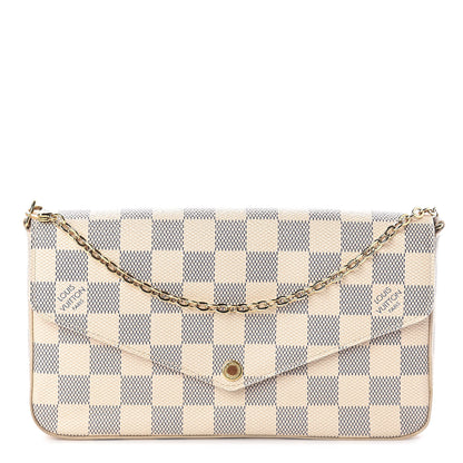 Louis Vuitton Damier Azur Pochette Felicie Chain Wallet Rose Ballerine 1 of 10