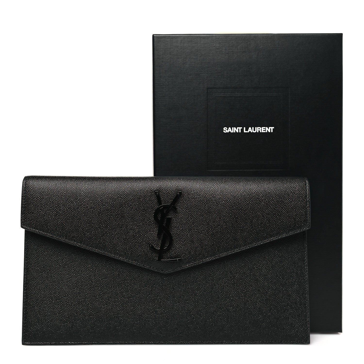 Saint Laurent Grain De Poudre Monogram Uptown Pouch Black 9 of 9