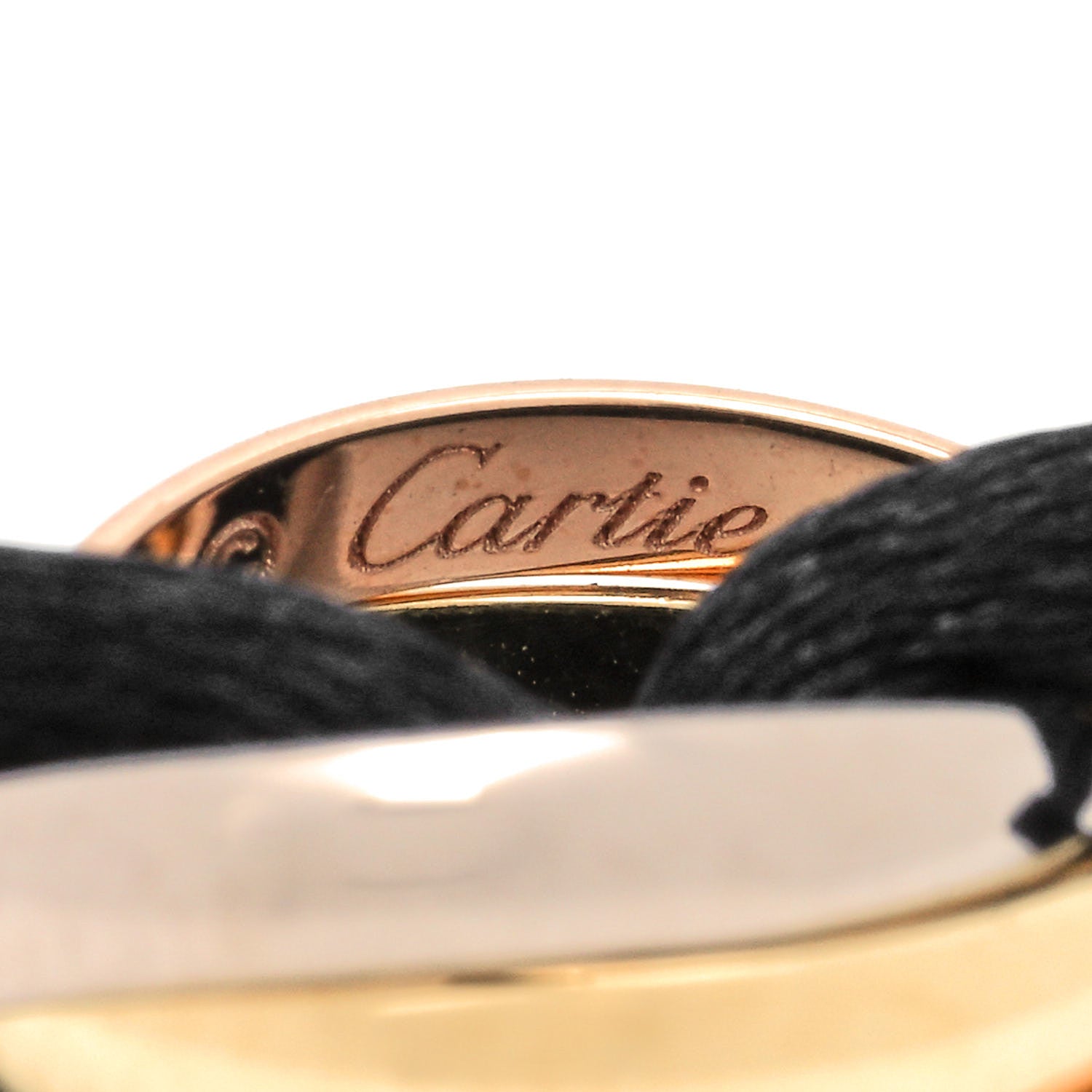 Cartier 18K Pink Yellow White Gold Trinity Adjustable Cord Bracelet Black 4 of 6