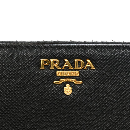 Prada Saffiano Metal Zip Around Wallet Black 6 of 13