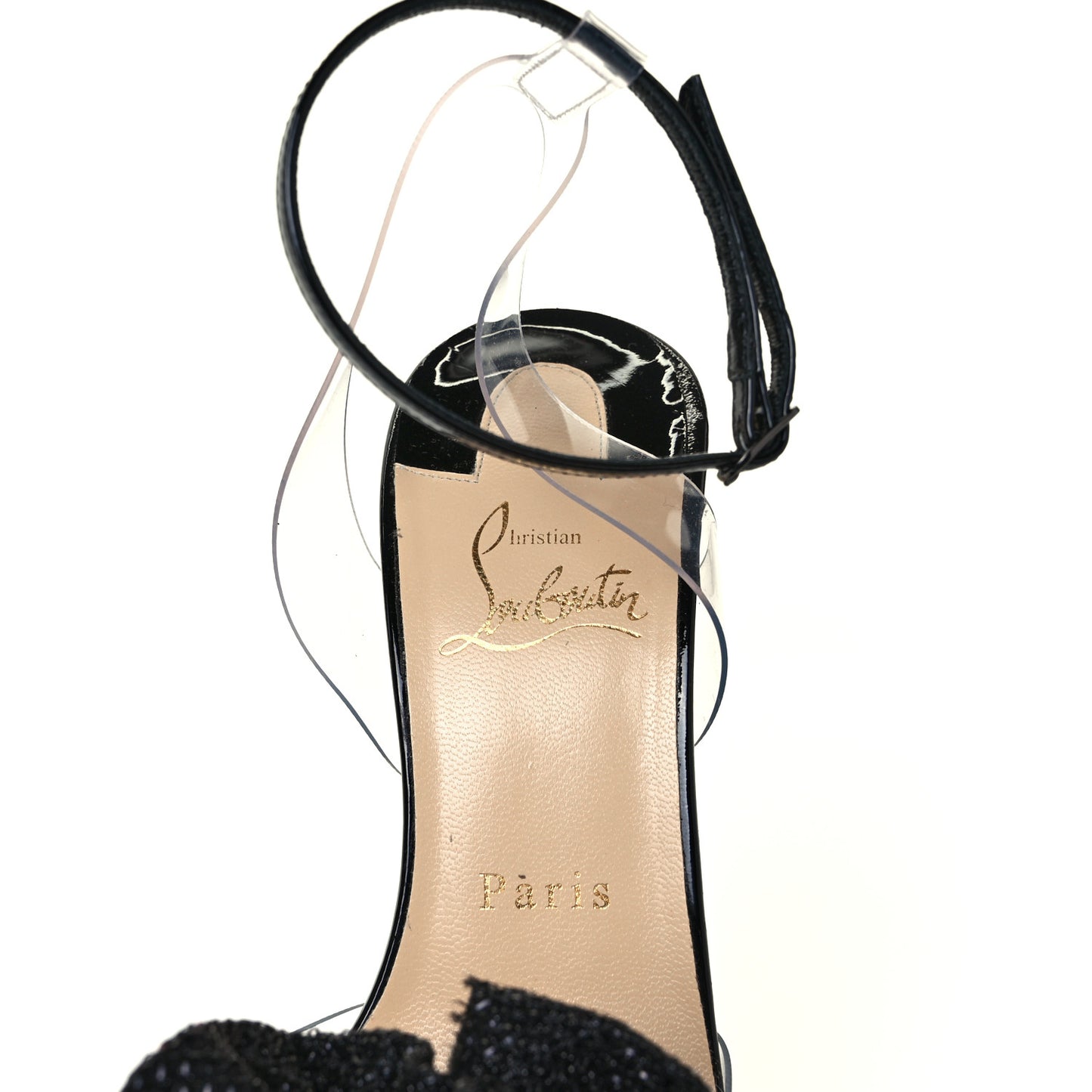 Metallic Calfskin Glitter Tonic PVC Fossiliza 100 Sandals 38 Black