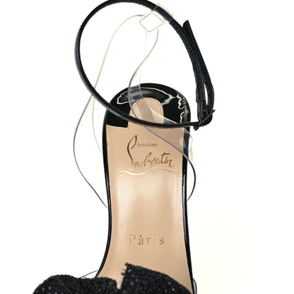 Christian Louboutin Metallic Calfskin Glitter Tonic PVC Fossiliza 100 Sandals 38 Black 7 of 8