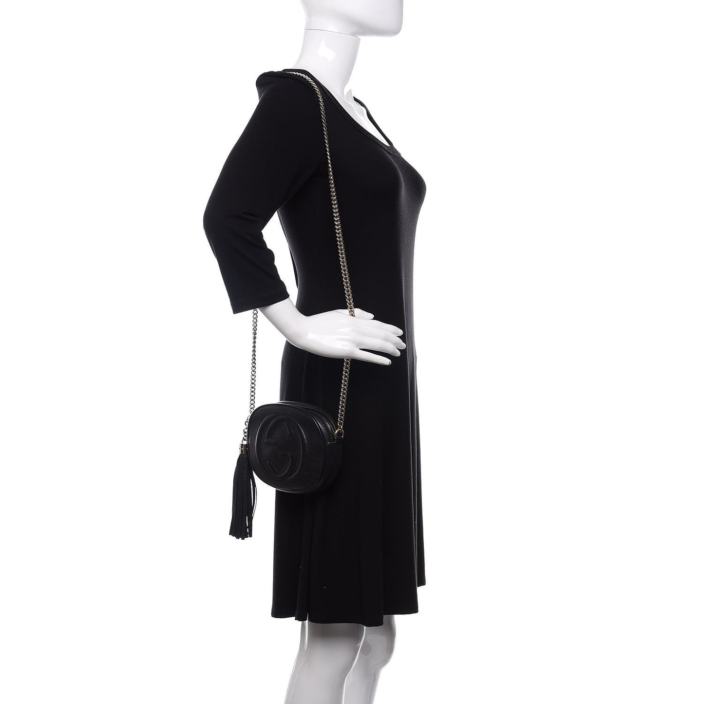 Pebbled Calfskin Mini Soho Chain Bag Black