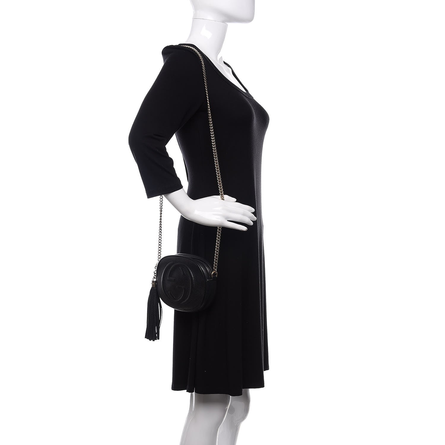 Gucci Pebbled Calfskin Mini Soho Chain Bag Black 2 of 10