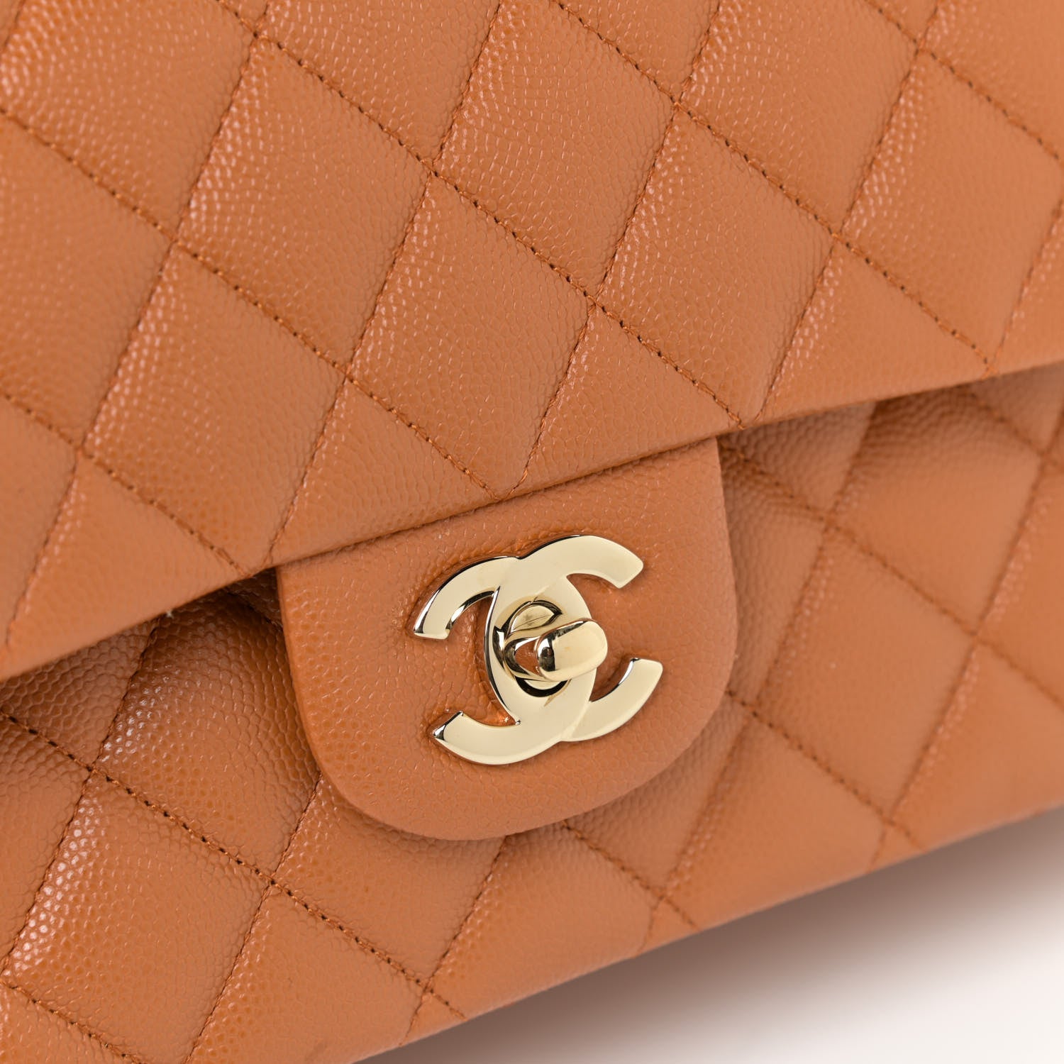 Chanel Caviar Quilted Medium Double Flap Light Brown 11 of 12