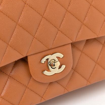 Chanel Caviar Quilted Medium Double Flap Light Brown 11 of 12
