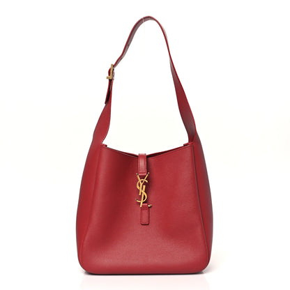 Saint Laurent Grained Calfskin Small Le 5 A 7 Soft Hobo Rouge Legion 1 of 9