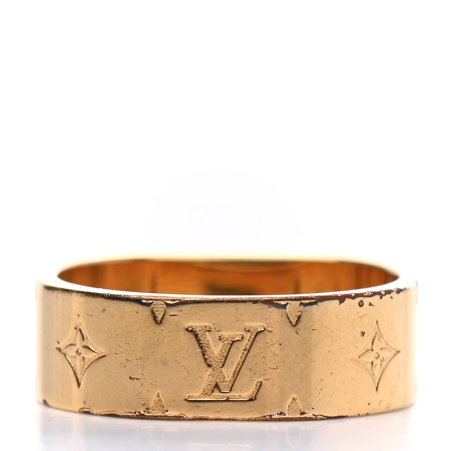 Louis Vuitton Brass Monogram Engraved Nanogram Ring S Gold 2 of 4