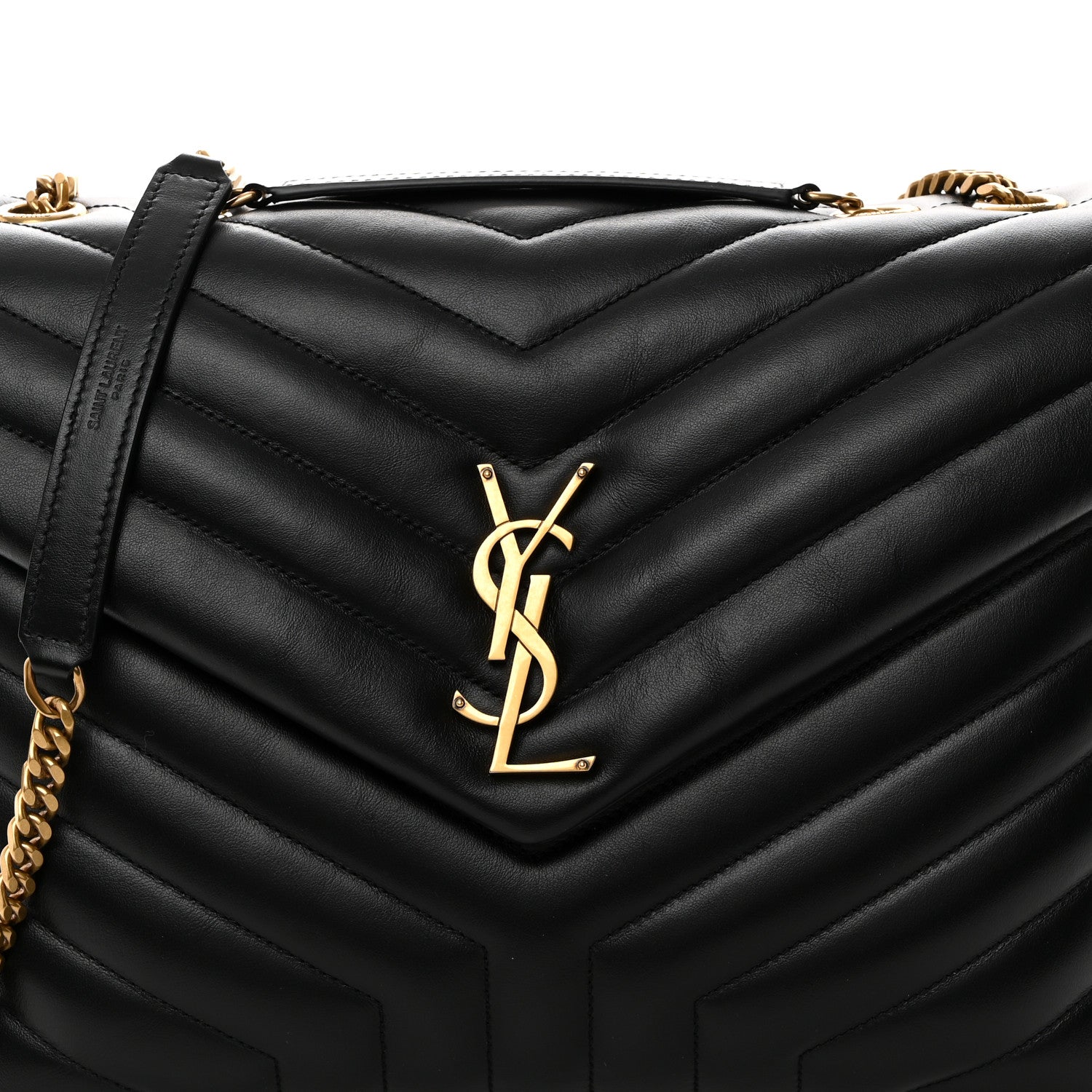 Saint Laurent Calfskin Y Quilted Monogram Medium Loulou Chain Satchel Black 9 of 11