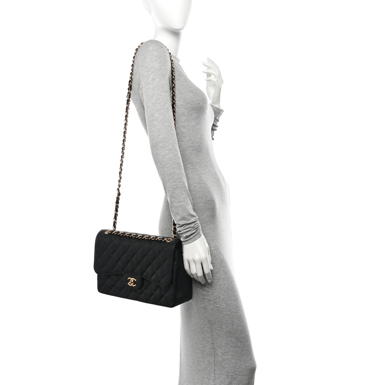 Chanel Caviar Quilted Jumbo Double Flap Black 2 of 10