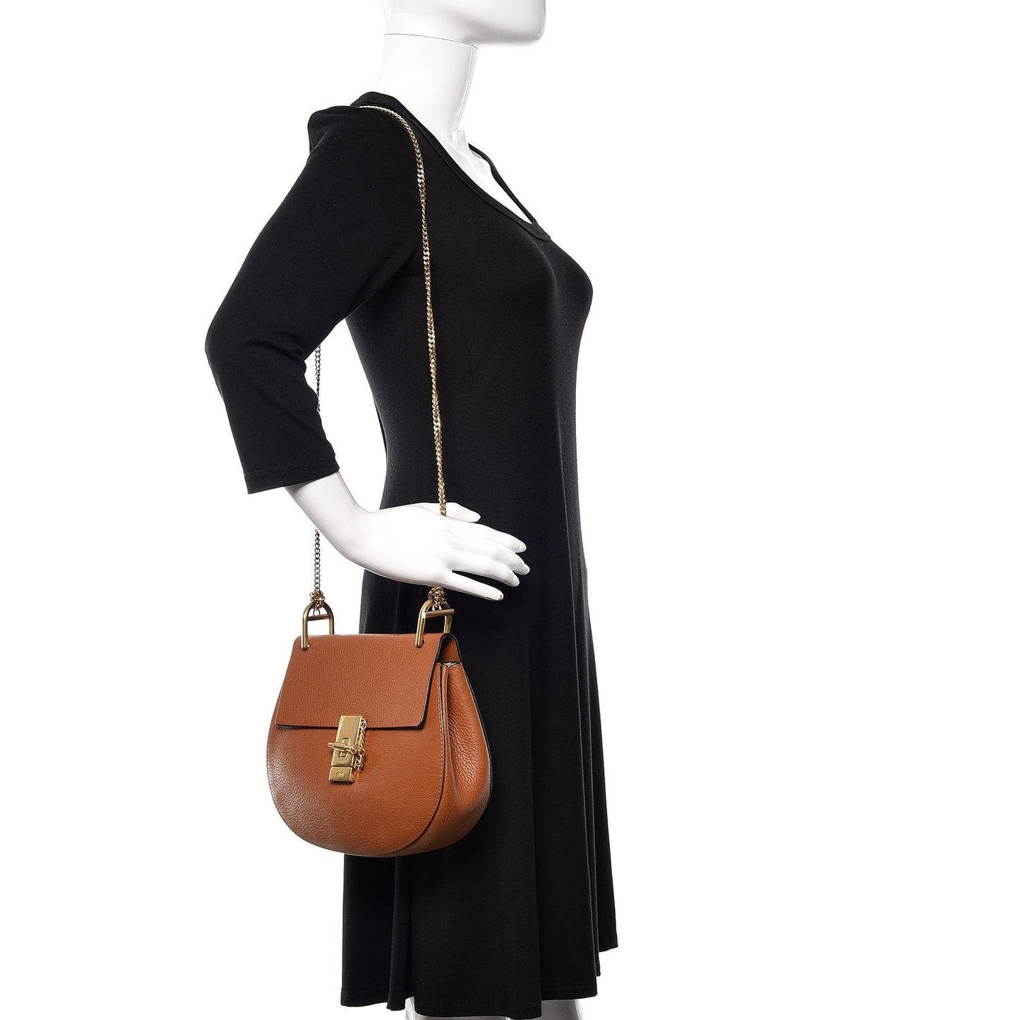Grained Lambskin Drew Shoulder Bag Caramel