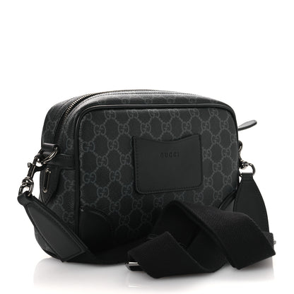 Gucci GG Supreme Monogram Textured Calfskin Emblem Small Crossbody Black 3 of 10