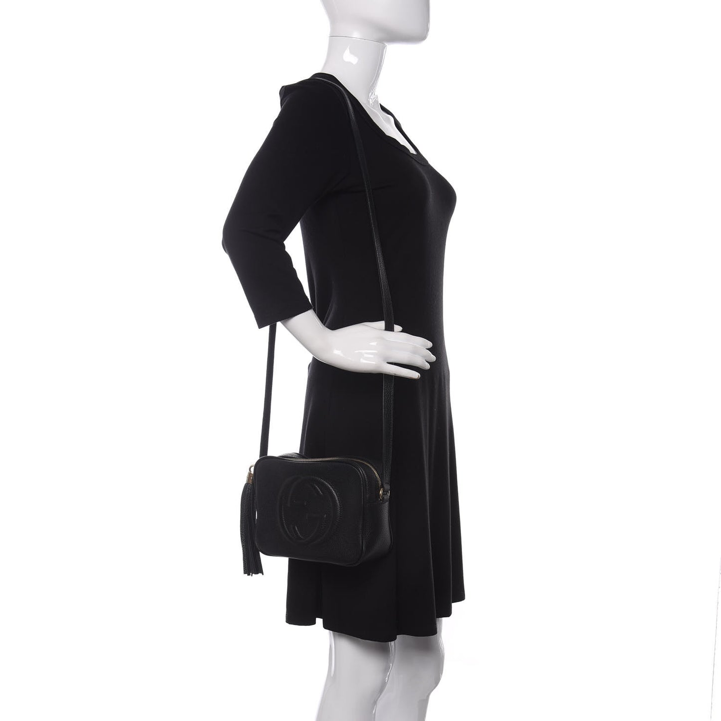 Pebbled Calfskin Small Soho Disco Bag Black