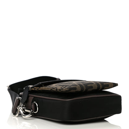 Fendi Nylon Fabric Jacquard Chamois FF 1974 Medium Crossbody Messenger Black Nuvola 4 of 12