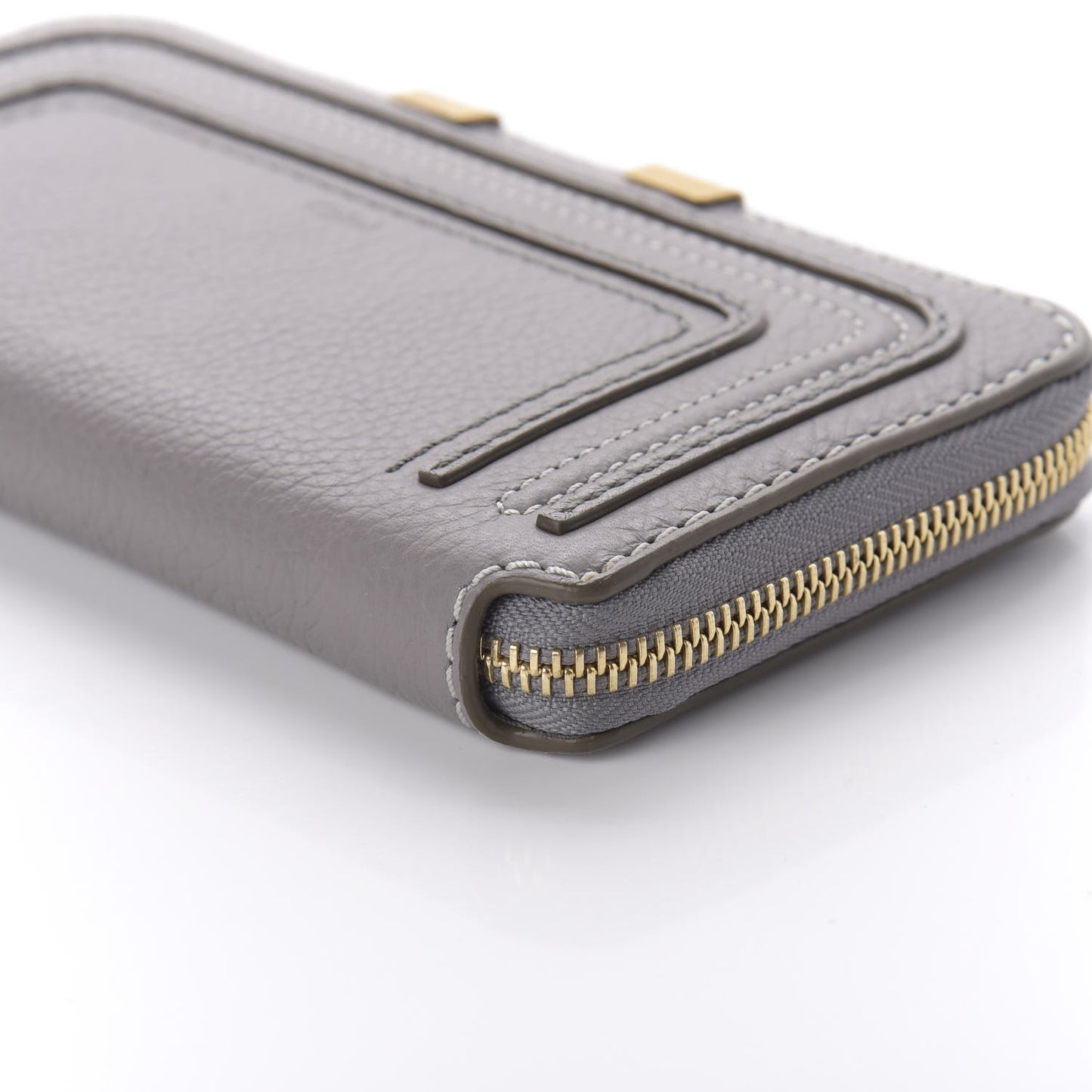Calfskin Marcie Long Zip Around Wallet Cashmere Grey