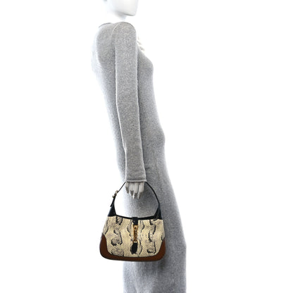 Gucci Snakeskin Calfskin Small Jackie 1961 Hobo Black Brown 2 of 11