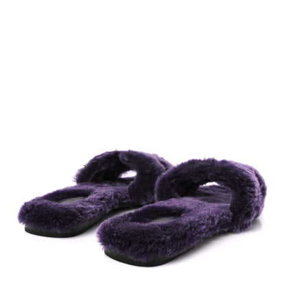 Hermes Woolskin Oran Sandals 38.5 Violet Fonce 5 of 8