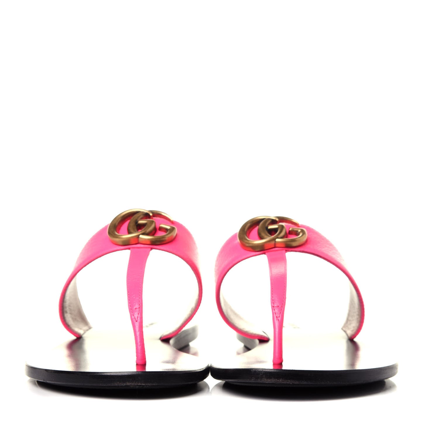 Calfskin GG Marmont Thong Sandals 38.5 Fuxia Fluo
