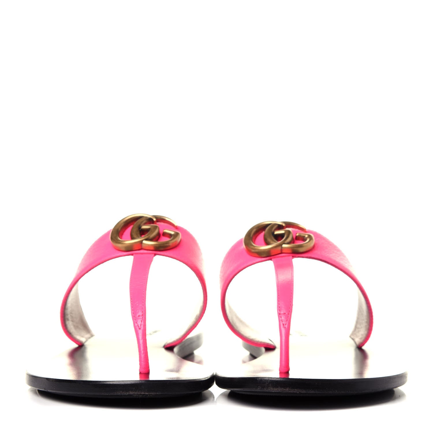 Gucci Calfskin GG Marmont Thong Sandals 38.5 Fuxia Fluo 2 of 9