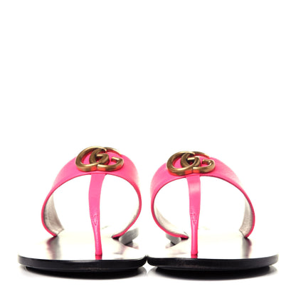 Gucci Calfskin GG Marmont Thong Sandals 38.5 Fuxia Fluo 2 of 9