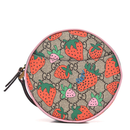 Gucci GG Supreme Monogram Strawberry Round Wrist Wallet 1 of 10