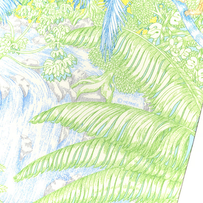 Hermes Cashmere Silk Faubourg Tropical Shawl 140 White Vert Bleu 4 of 5