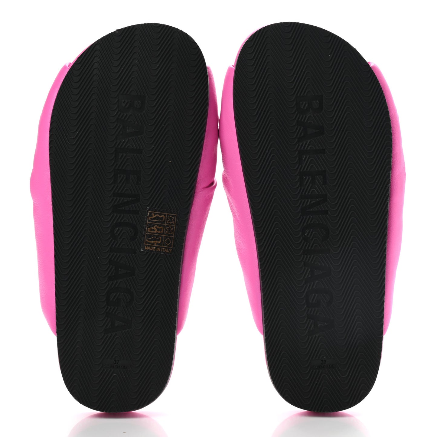 Smooth Nappa Logo Puffy Slide Sandals 37 Fluo Pink White