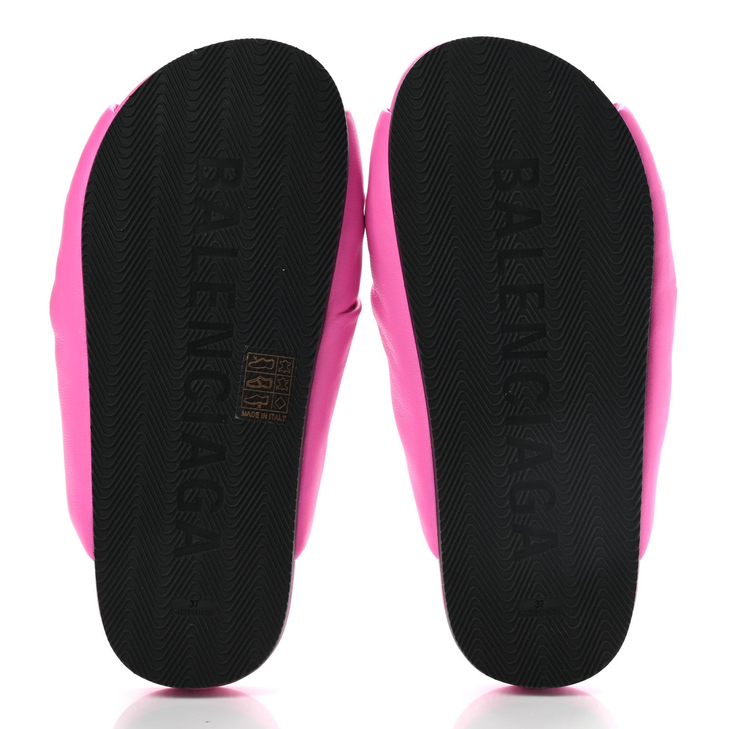Balenciaga Smooth Nappa Logo Puffy Slide Sandals 37 Fluo Pink White 5 of 6