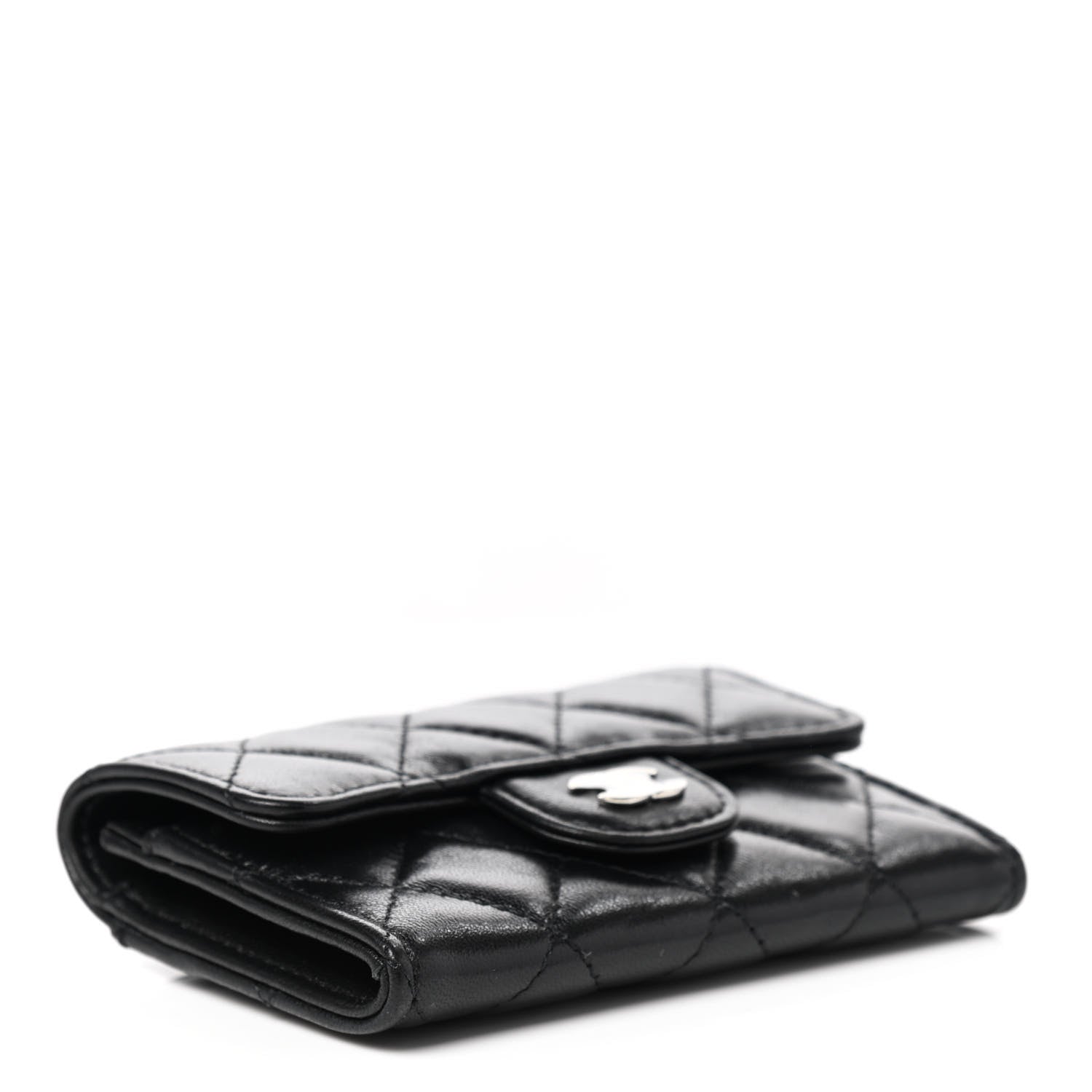 Chanel Lambskin Quilted Flap Card Holder Wallet Black 4 of 8