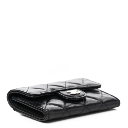 Chanel Lambskin Quilted Flap Card Holder Wallet Black 4 of 8