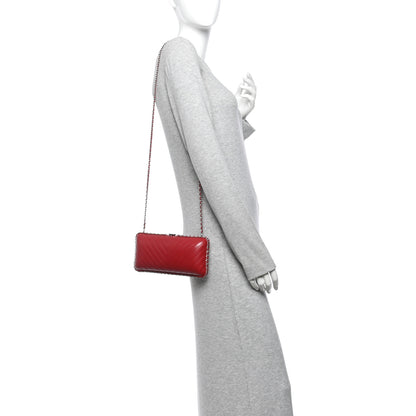 Chanel Lambskin Chevron Quilted Chain Around Clutch Dark Red 2 of 11
