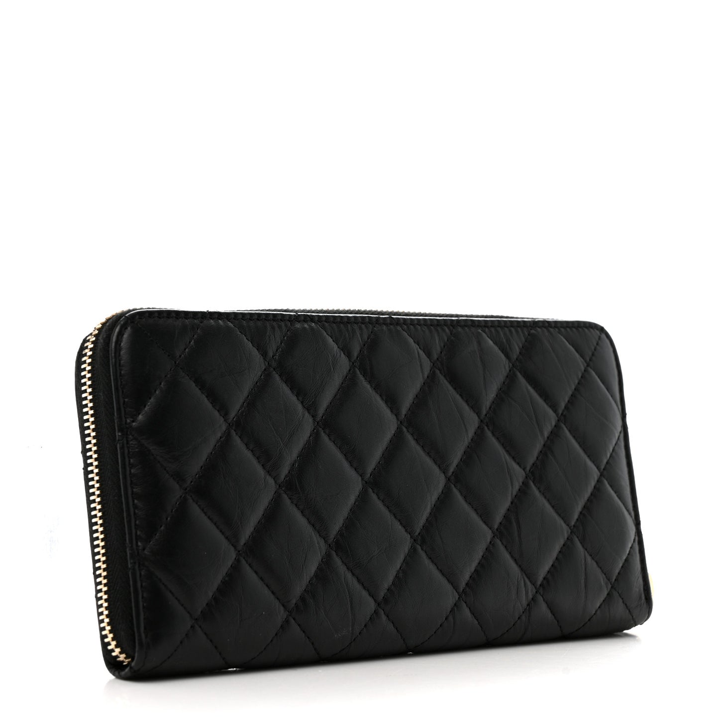 Aged Calfskin Quilted Lucky Charms 2.55 Reissue Zip Around Wallet Black