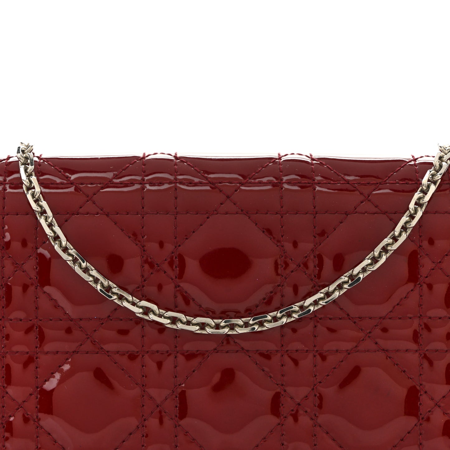 Patent Cannage Lady Dior Clutch Red