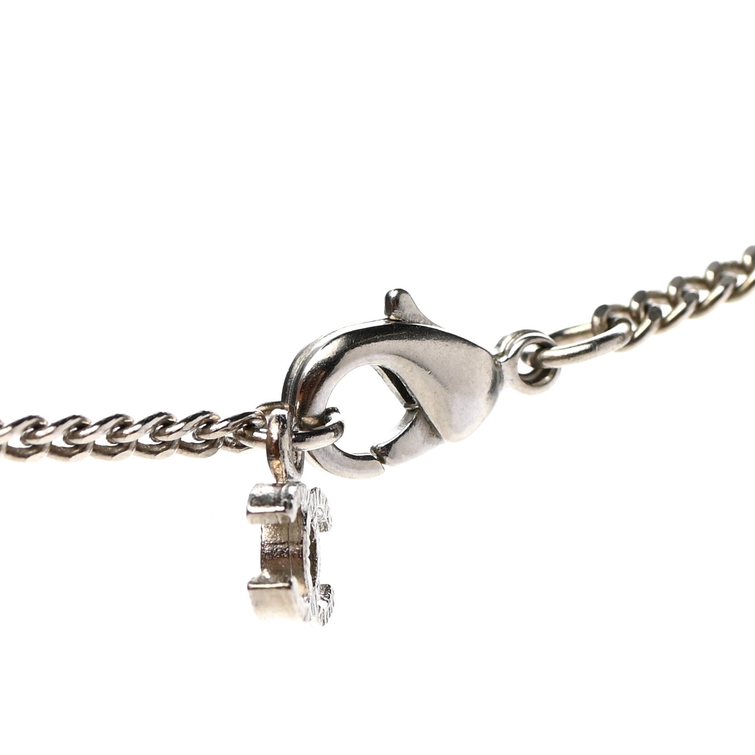 Chanel Metal Crystal Baguette CC Pendant Necklace Gold 5 of 6