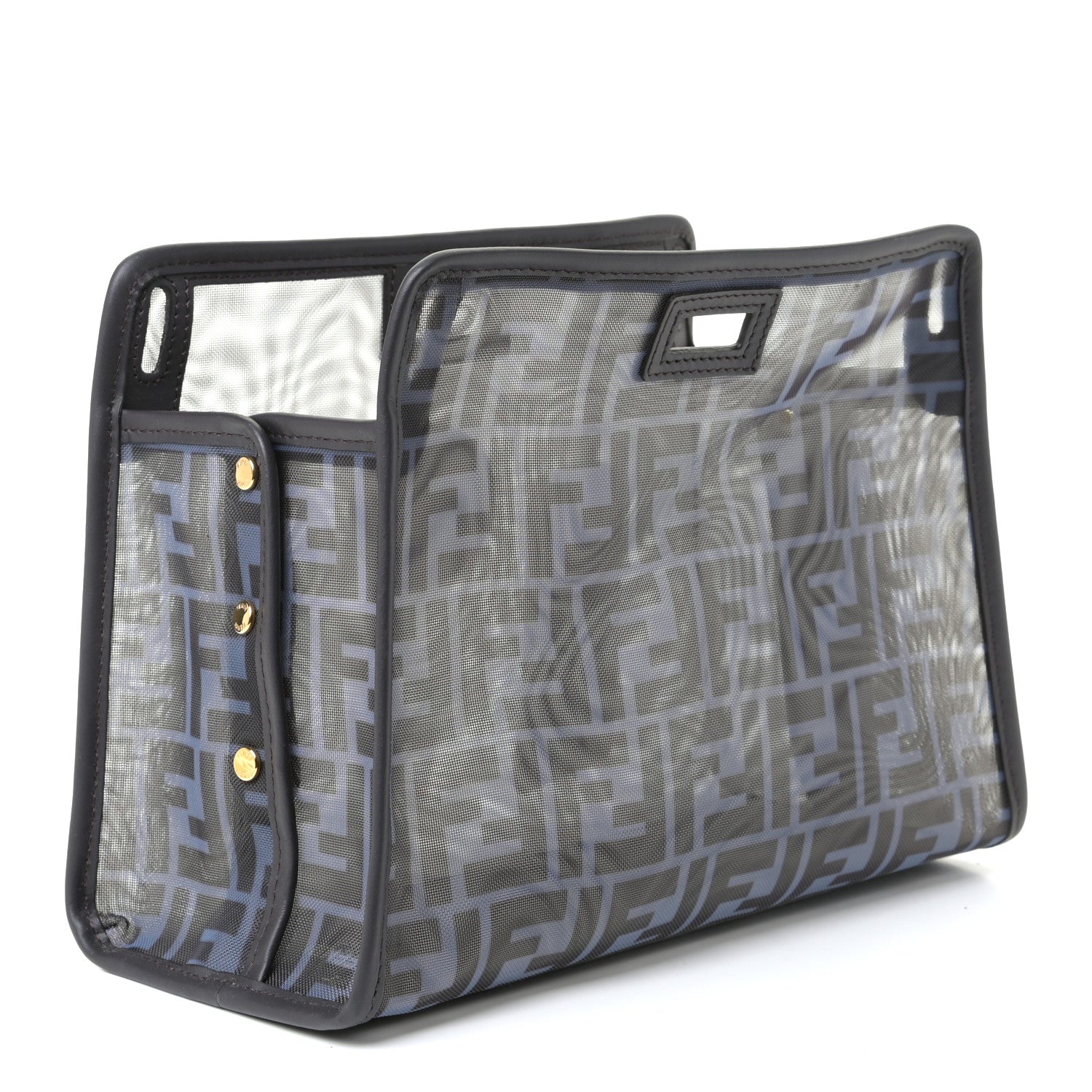 Fendi Mesh Vitello Century FF 1974 Mini Peekaboo Defender Cover Azzurro Black Ebano 2 of 4