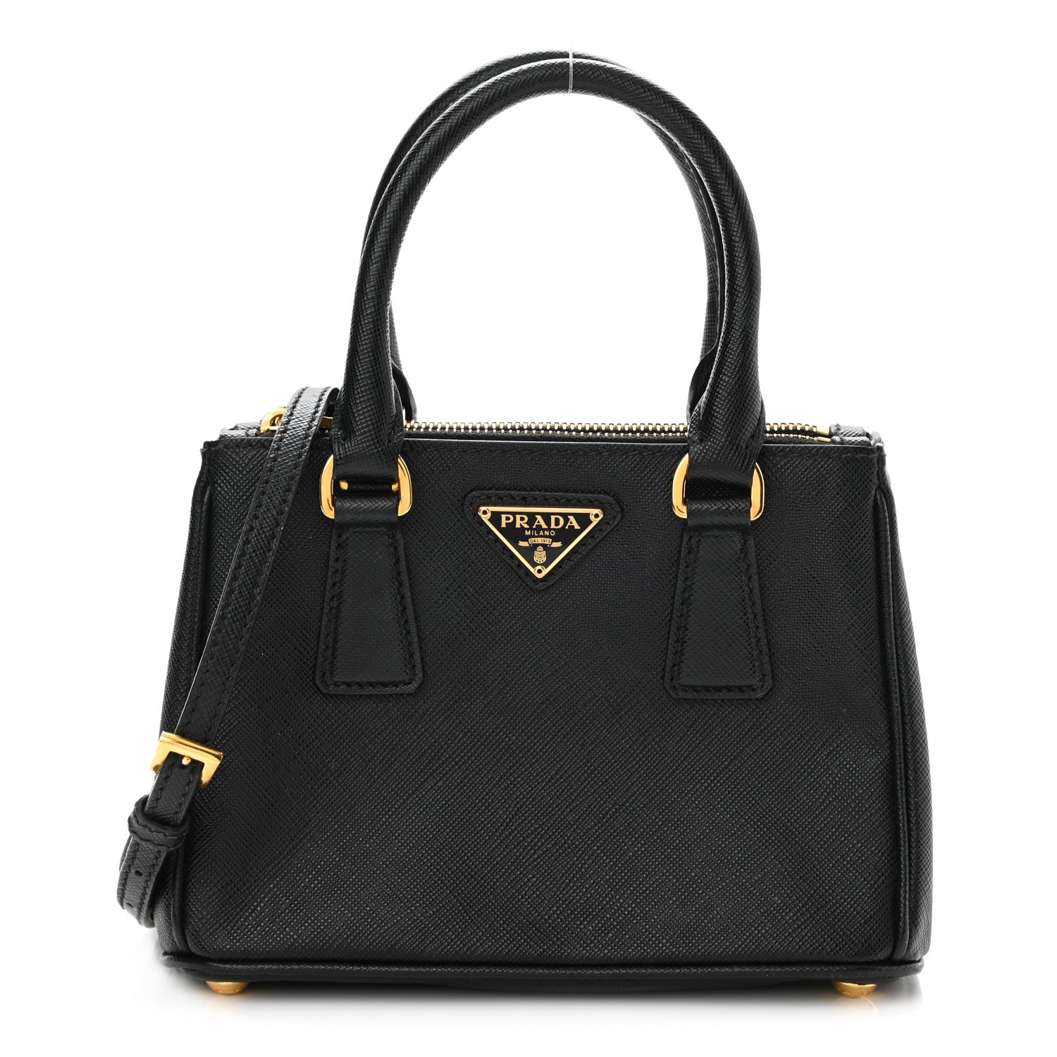 Prada Saffiano Lux Micro Galleria Double Zip Tote Black 1 of 8