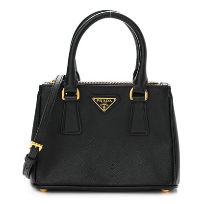 Prada Saffiano Lux Micro Galleria Double Zip Tote Black 1 of 8