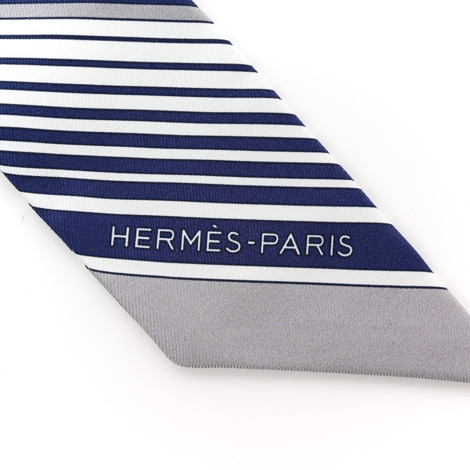 Hermes Silk Ex-Libris Twilly White Marine Gris 2 of 4