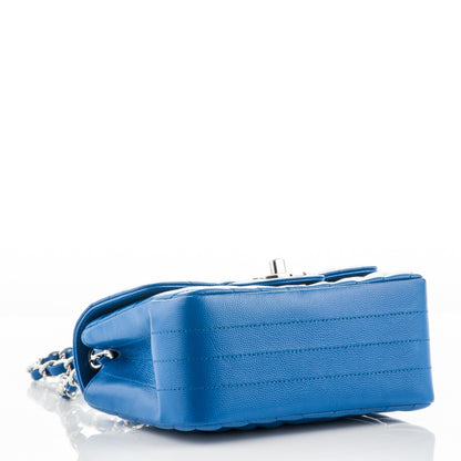 Chanel Caviar Chevron Quilted Mini Square Flap Blue 4 of 8