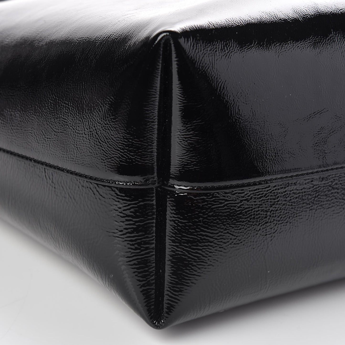 Patent Calfskin Large Shopping Tote Black