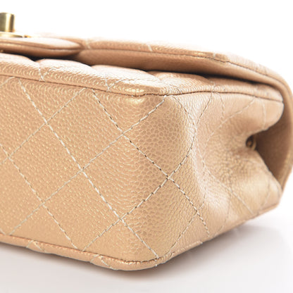 Chanel Pearly Caviar Quilted Mini Rectangular Flap Gold 9 of 10