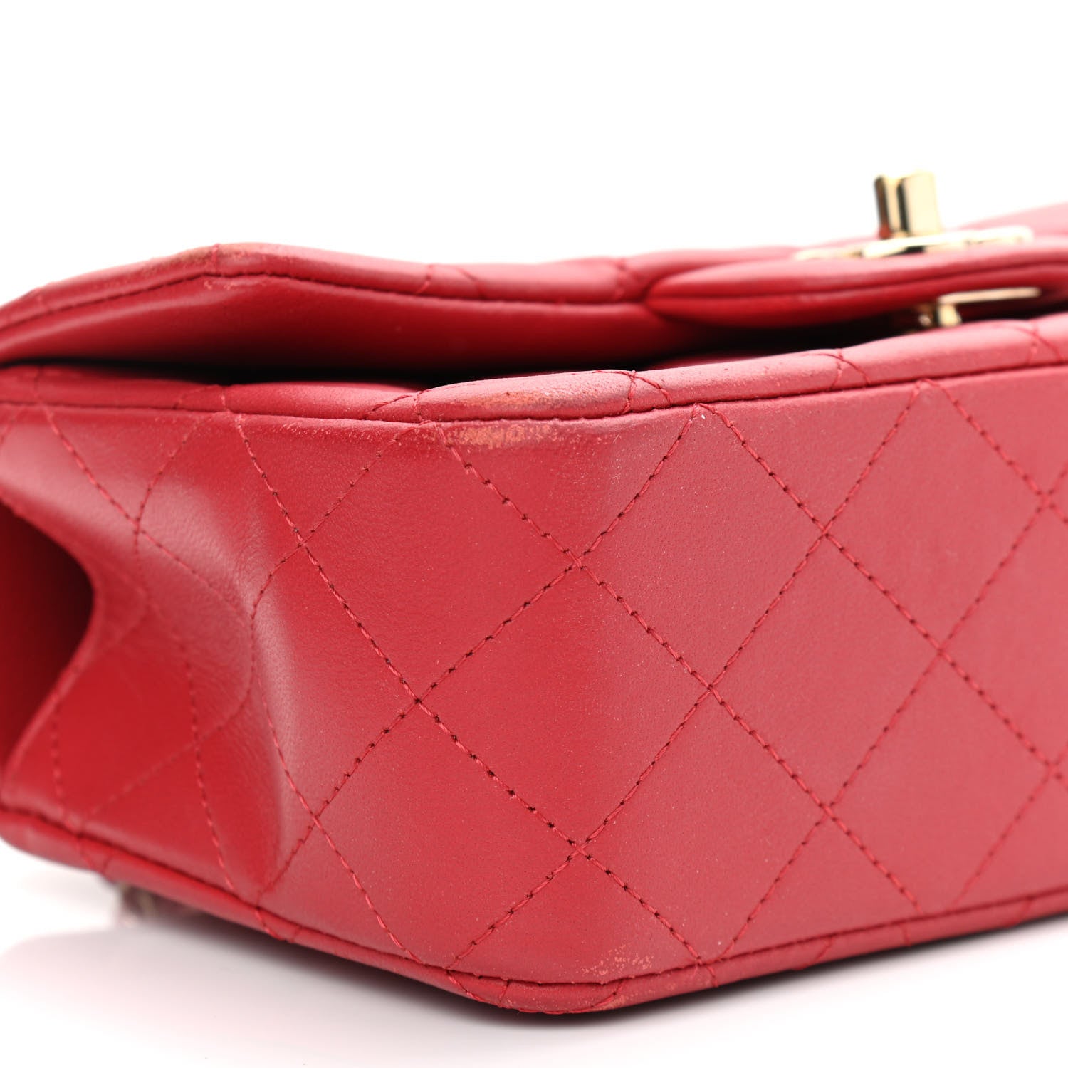 Chanel Lambskin Quilted Mini Top Handle Rectangular Flap Red 9 of 16