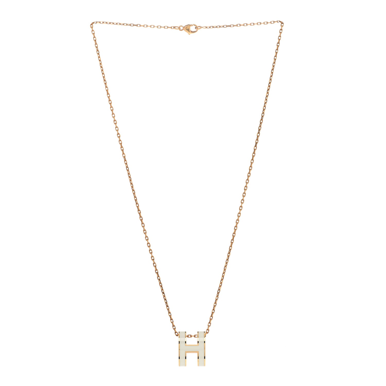 Hermes Lacquered Rose Gold Pop H Pendant Necklace White 3 of 8