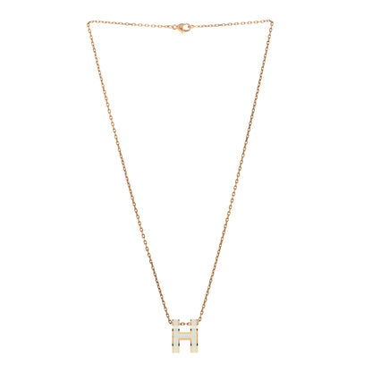 Hermes Lacquered Rose Gold Pop H Pendant Necklace White 3 of 8