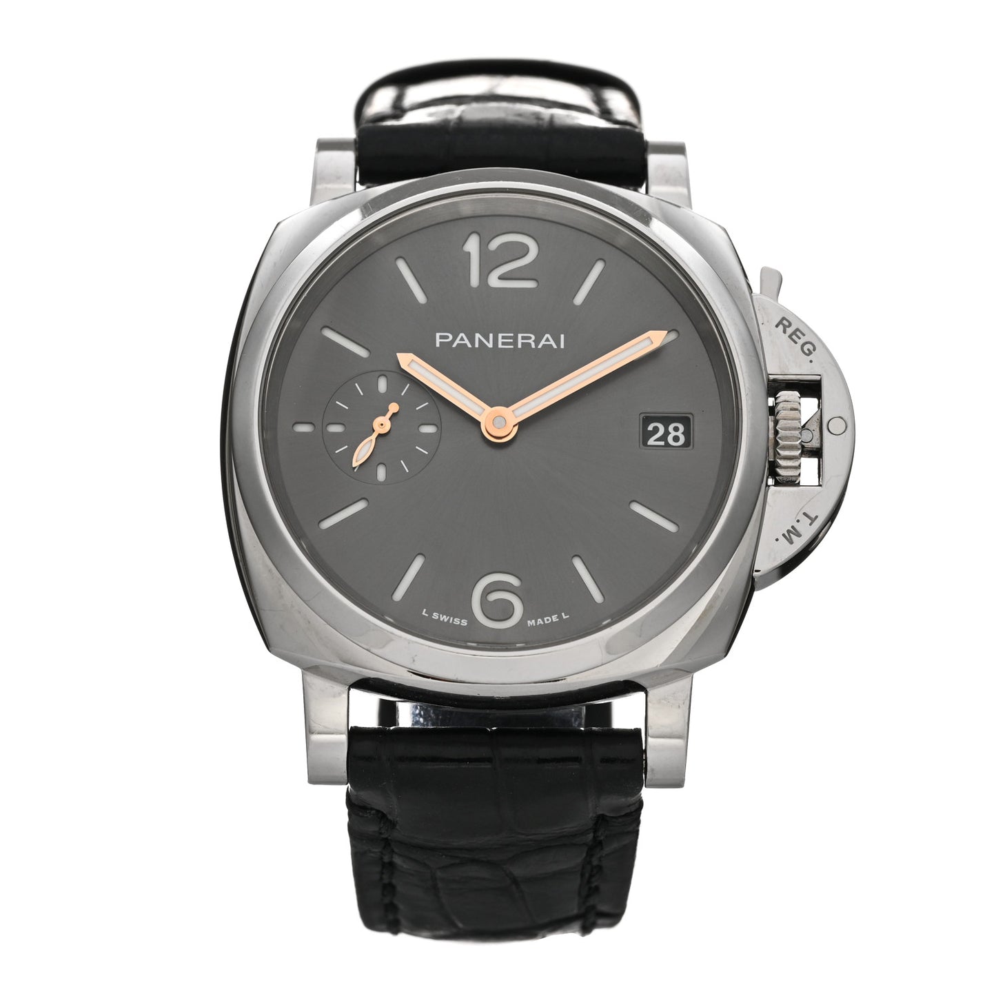 Stainless Steel Alligator 38mm Luminor Automatic Watch Grey PAM01247