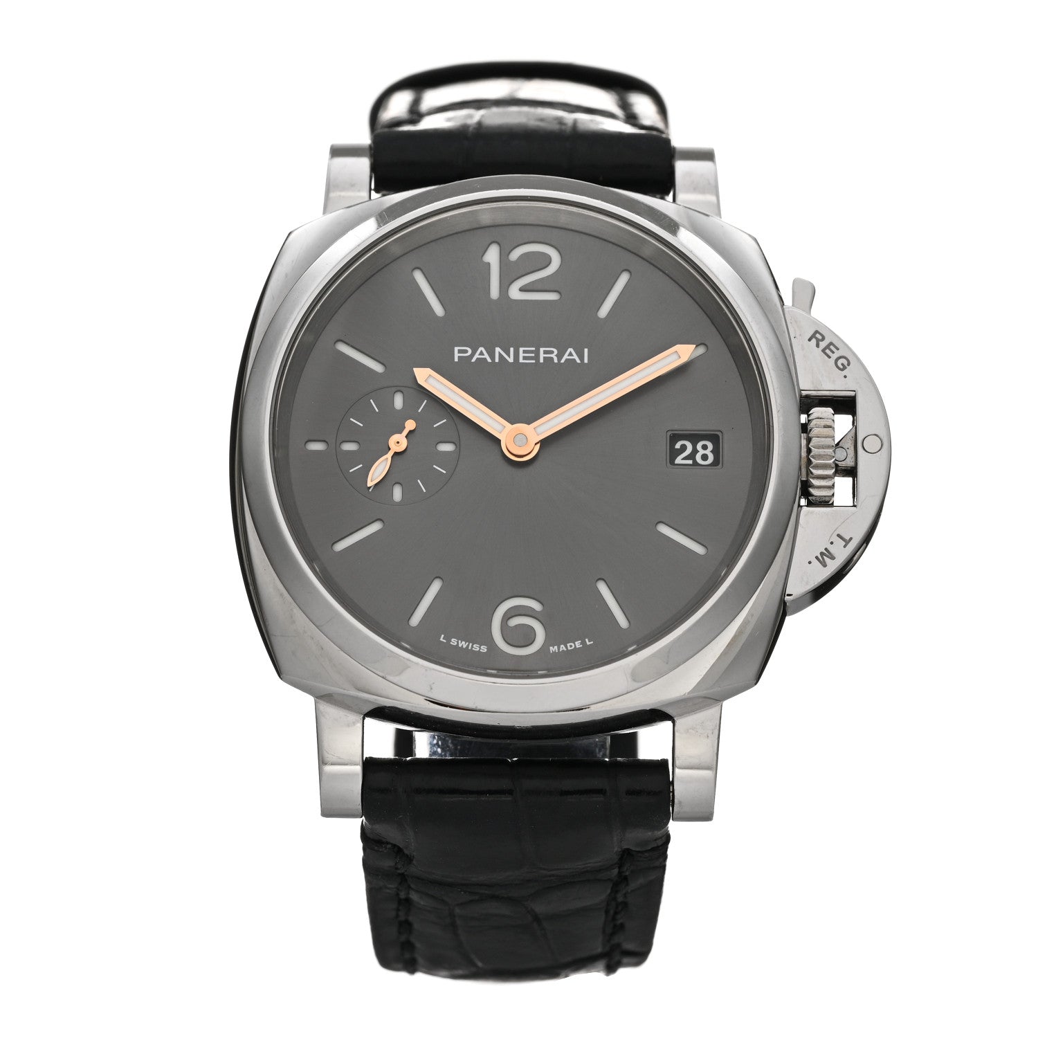 Panerai Stainless Steel Alligator 38mm Luminor Automatic Watch Grey PAM01247 1 of 4