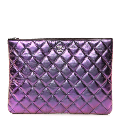 Chanel Iridescent Crumpled Calfskin CC Ripples Medium Cosmetic Case Purple 1 of 8
