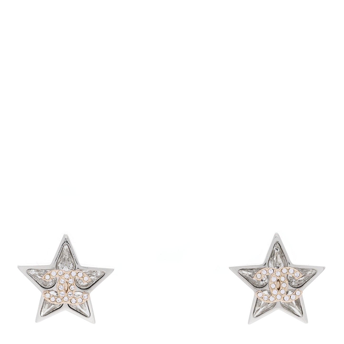 Crystal CC Star Earrings Silver