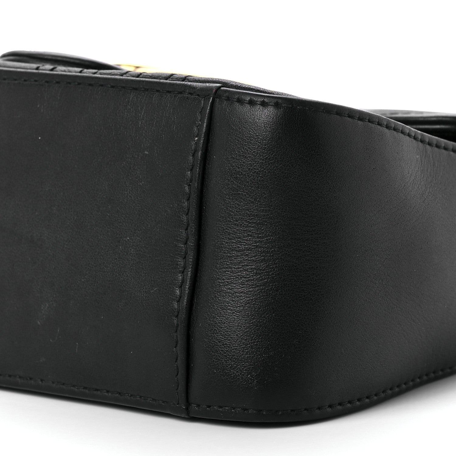 Gucci Calfskin Matelasse Mini GG Marmont Top Handle Shoulder Bag Black 11 of 12