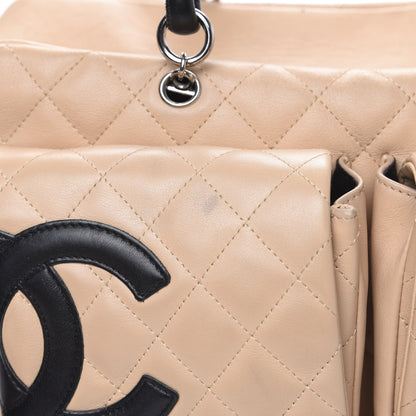 Chanel Calfskin Quilted Large Cambon Multipocket Reporter Beige Black 13 of 15